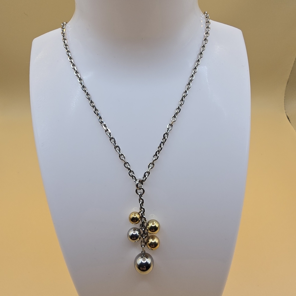 Fossil Two-Tone Drop Ball Necklace - Gold & Silver
